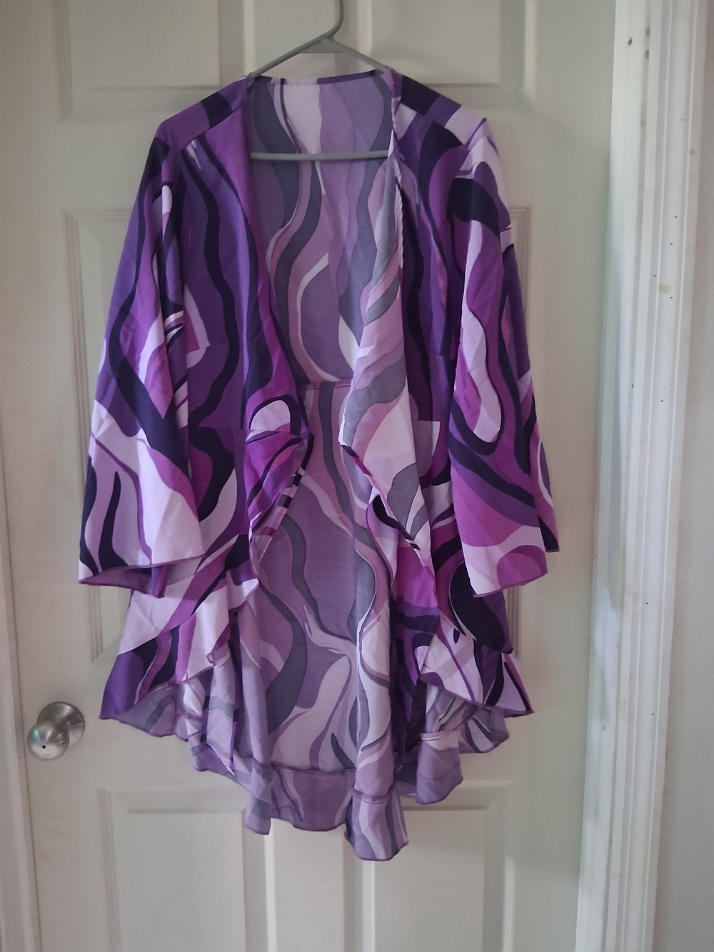 SHEIN Purple Multitone Swirl Kimono Cardigan